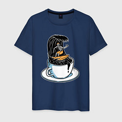 Футболка хлопковая мужская Кофейный серфер, цвет: тёмно-синий