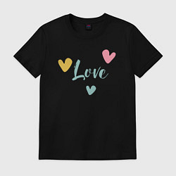 Футболка хлопковая мужская Love and hearts, цвет: черный