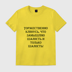 Футболка хлопковая мужская Замышляю шалость, цвет: желтый