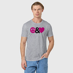 Футболка хлопковая мужская Peace and love, цвет: меланж — фото 2