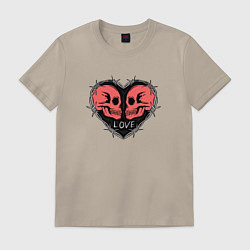 Футболка хлопковая мужская Сердце черепа, цвет: миндальный