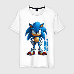 Футболка хлопковая мужская Sonic - poster style, цвет: белый