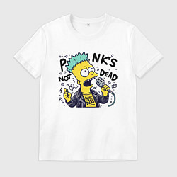 Футболка хлопковая мужская Bart Simpson - punks not dead, цвет: белый
