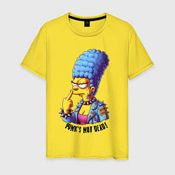 Футболка хлопковая мужская Marge Simpson - punks not dead motto, цвет: желтый