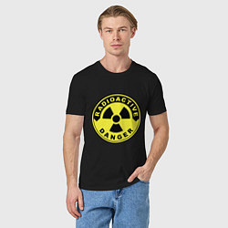 Футболка хлопковая мужская Danger radiation sign, цвет: черный — фото 2