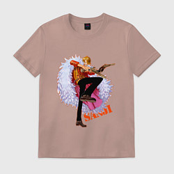 Футболка хлопковая мужская Винсмок Санджи из аниме и манги One Piece, цвет: пыльно-розовый