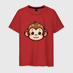 Футболка хлопковая мужская Мордочка обезьяны, цвет: красный