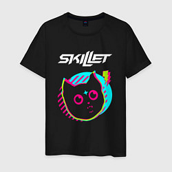 Футболка хлопковая мужская Skillet rock star cat, цвет: черный