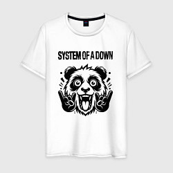 Футболка хлопковая мужская System of a Down - rock panda, цвет: белый