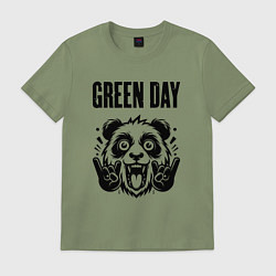 Футболка хлопковая мужская Green Day - rock panda, цвет: авокадо