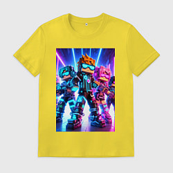 Футболка хлопковая мужская Minecraft - characters ai art, цвет: желтый