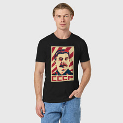 Футболка хлопковая мужская СССР Сталин, цвет: черный — фото 2