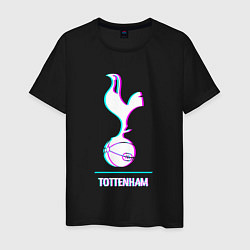 Футболка хлопковая мужская Tottenham FC в стиле glitch, цвет: черный