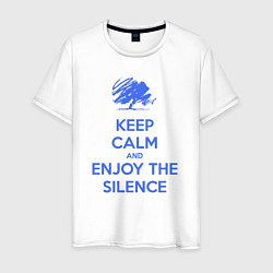 Футболка хлопковая мужская Keep calm and enjoy the silence, цвет: белый