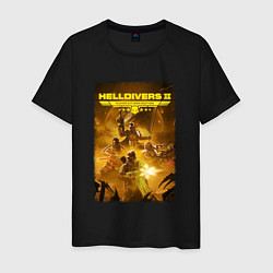 Футболка хлопковая мужская Helldivers 2: Battleground, цвет: черный