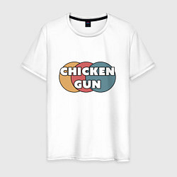 Футболка хлопковая мужская Chicken gun круги, цвет: белый