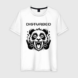 Футболка хлопковая мужская Disturbed - rock panda, цвет: белый