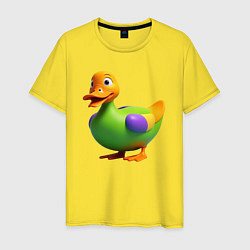Футболка хлопковая мужская Мультяшная утка-селезень, цвет: желтый