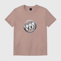 Футболка хлопковая мужская Buick logo металик, цвет: пыльно-розовый