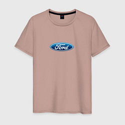 Футболка хлопковая мужская FORD авто спорт лого, цвет: пыльно-розовый