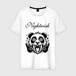 Футболка хлопковая мужская Nightwish - rock panda, цвет: белый