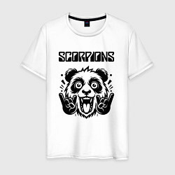 Футболка хлопковая мужская Scorpions - rock panda, цвет: белый