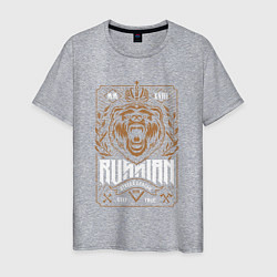 Футболка хлопковая мужская Russian bear арт, цвет: меланж