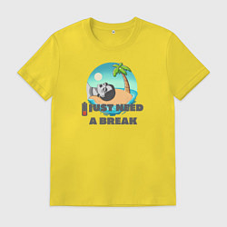 Футболка хлопковая мужская Пора в отпуск, цвет: желтый