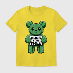 Футболка хлопковая мужская Милый кактусовый мишка, цвет: желтый
