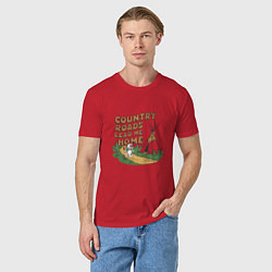 Футболка хлопковая мужская Country roads lead me home, цвет: красный — фото 2