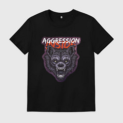Футболка хлопковая мужская Aggression inside, цвет: черный