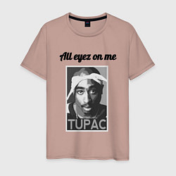 Футболка хлопковая мужская 2pac Art All eayz on me, цвет: пыльно-розовый