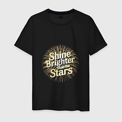 Футболка хлопковая мужская Shine brighter than the stars, цвет: черный