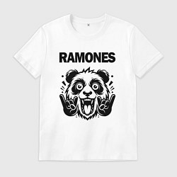 Футболка хлопковая мужская Ramones - rock panda, цвет: белый