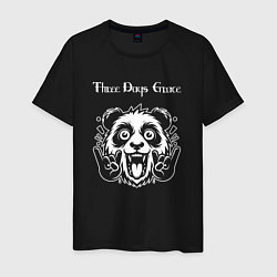 Футболка хлопковая мужская Three Days Grace rock panda, цвет: черный