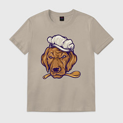 Футболка хлопковая мужская Chef dog, цвет: миндальный