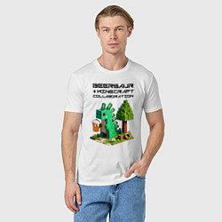 Футболка хлопковая мужская Collaboration of Minecraft and beersaur - ai art, цвет: белый — фото 2
