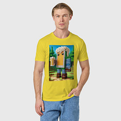 Футболка хлопковая мужская Beer dude - Minecraft ai art, цвет: желтый — фото 2