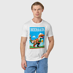 Футболка хлопковая мужская Beersaur - pixel art, цвет: белый — фото 2