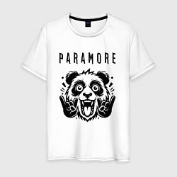 Футболка хлопковая мужская Paramore - rock panda, цвет: белый