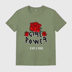 Футболка хлопковая мужская Сила девушек это не тренд, цвет: авокадо