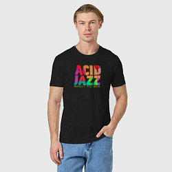 Футболка хлопковая мужская Acid jazz colorful, цвет: черный — фото 2