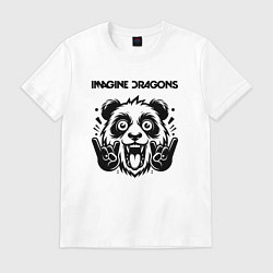 Футболка хлопковая мужская Imagine Dragons - rock panda, цвет: белый