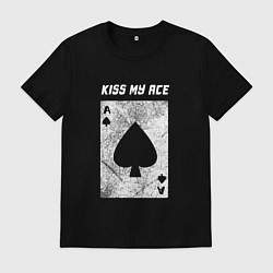 Футболка хлопковая мужская Поцелуй мой туз, цвет: черный