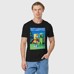 Футболка хлопковая мужская Bart and Creeper - collaboration ai art, цвет: черный — фото 2