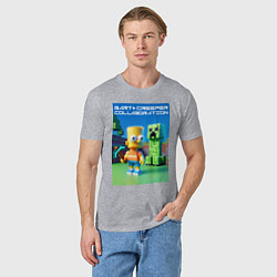 Футболка хлопковая мужская Bart and Creeper - collaboration ai art, цвет: меланж — фото 2
