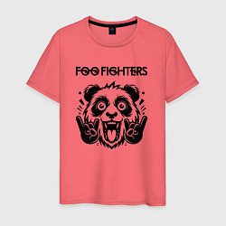 Футболка хлопковая мужская Foo Fighters - rock panda, цвет: коралловый