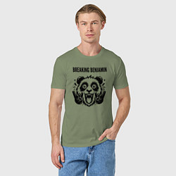 Футболка хлопковая мужская Breaking Benjamin - rock panda, цвет: авокадо — фото 2