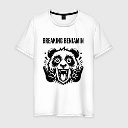 Футболка хлопковая мужская Breaking Benjamin - rock panda, цвет: белый