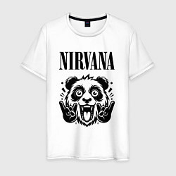 Футболка хлопковая мужская Nirvana - rock panda, цвет: белый